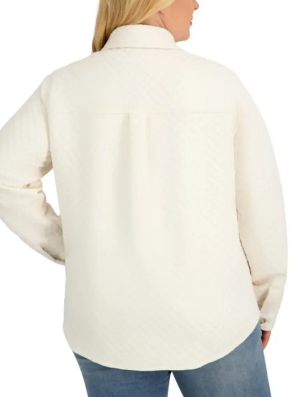 NWT SAGE Women's Quilted Shirt Jacket, Cream (Bone)